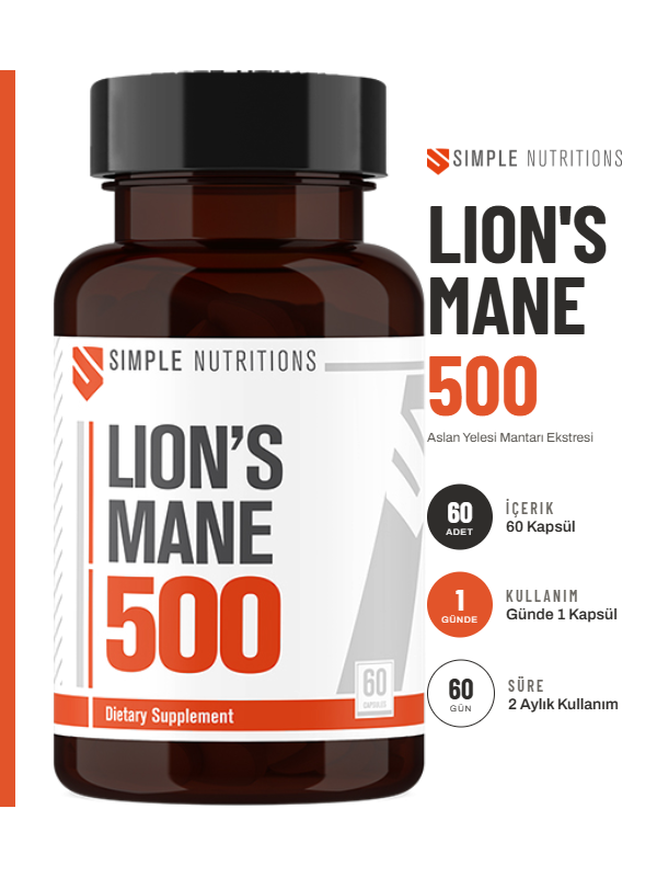 Simple Nutritions Lion's Mane 500 mg 60 Kapsül